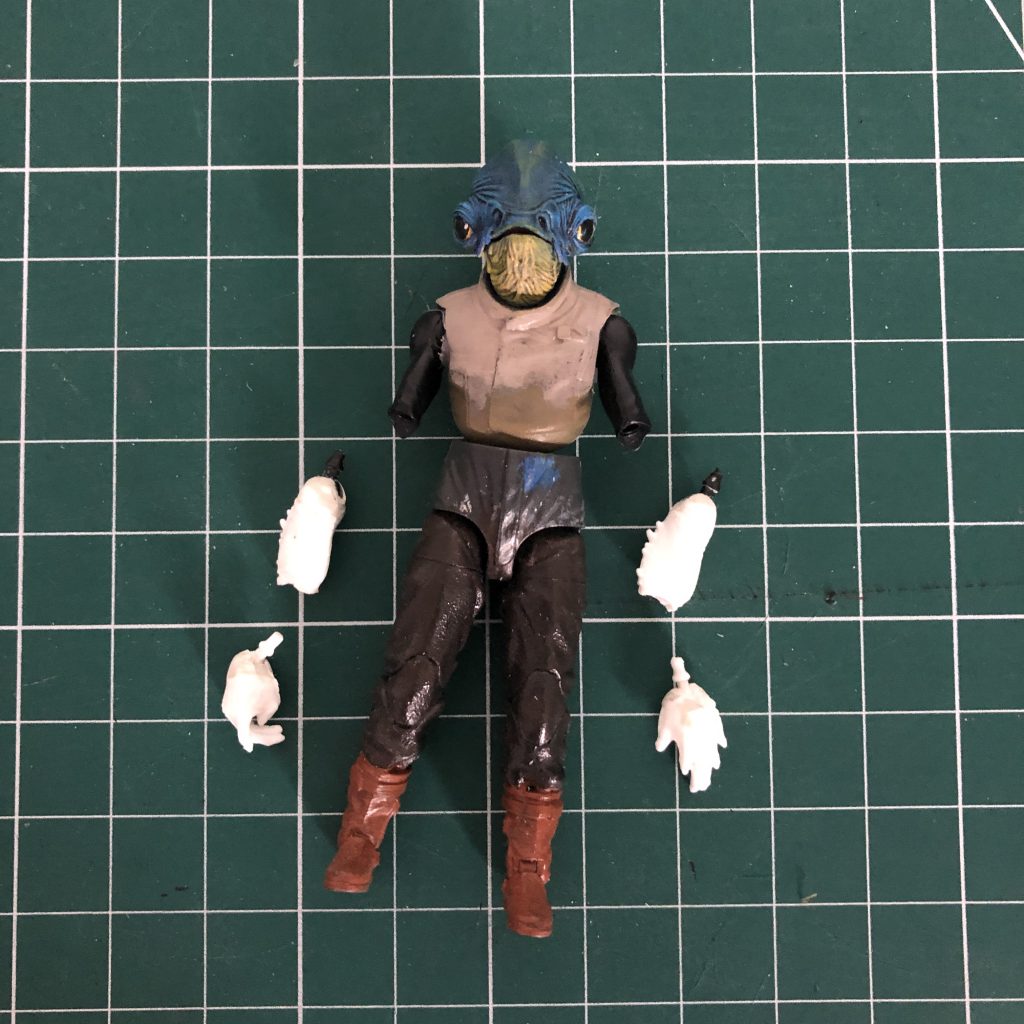 Star wars the black series general ackbar custom action figure , sequel trilogy, the last jedi, mon calamari , 6 inch , nightcrawler, hand articulation cast articulation, custom casts, articulation , adding joints to action figure, adding articulation to action figure