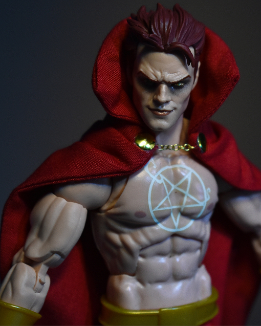 Scottacus Customs, Marvel Legends Daimon Hellstorm red collared 1/12scale soft good cape, black sons