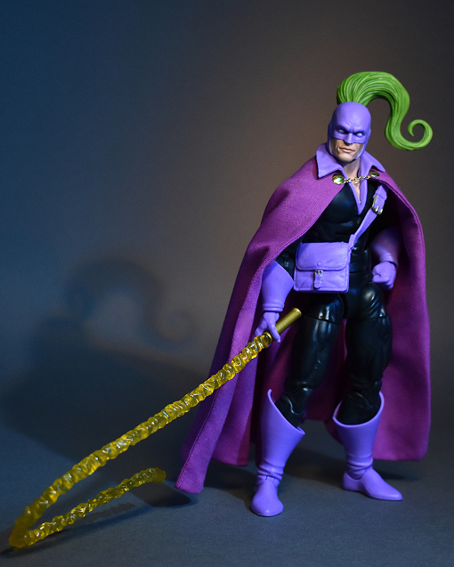 Scottacus Customs Marvel Legends Whiplash, Ironman villain, magenta pink wired cape soft goods