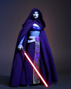 Scottacus Customs - Star Wars Black Series Asajj Ventress - Nightsister- sith assassin - soft good cloak and skirt - lightsaber