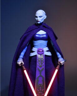 Scottacus Customs - Star Wars Black Series Asajj Ventress - Nightsister- sith assassin - soft good cloak and skirt - lightsaber