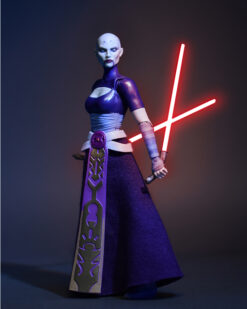 Scottacus Customs - Star Wars Black Series Asajj Ventress - Nightsister- sith assassin - soft good cloak and skirt - lightsaber