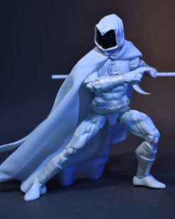 Scottacus Customs - Marvel Legends Moon Knight - Steven Grant - wired soft good action figure cape - white crescent moon shaped wired cape