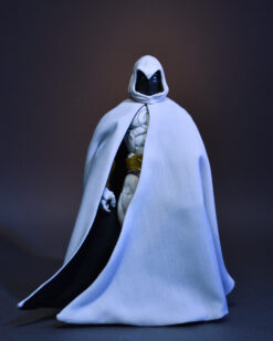 Scottacus Customs - Marvel Legends Moon Knight - Steven Grant - wired soft good action figure cape - white crescent moon shaped wired cape - black lining - strange tales