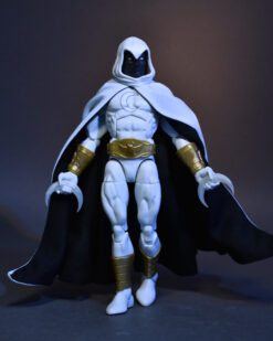 Scottacus Customs - Marvel Legends Moon Knight - Steven Grant - wired soft good action figure cape - white crescent moon shaped wired cape - black lining - strange tales